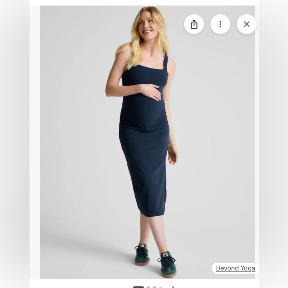 Beyond yoga navy maternity midi dress navy small